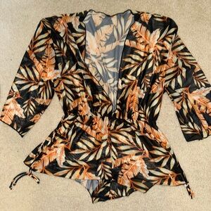 Tropical Leaf Print Cover-Up